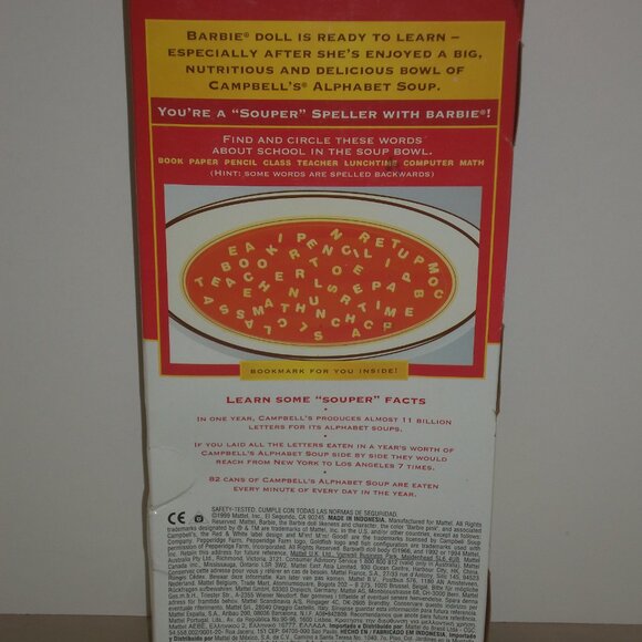Campbell's Alphabet Souup Barbie Doll 1999 - Picture 7 of 12